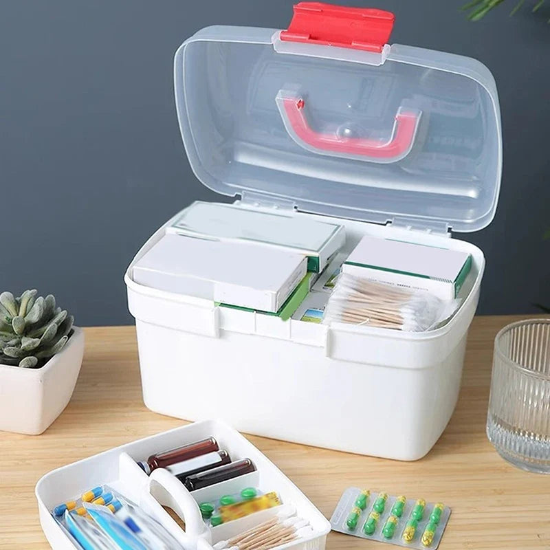 Portable First Aid Medicine Storage Box – Large Capacity First Aid Storage Box Qme