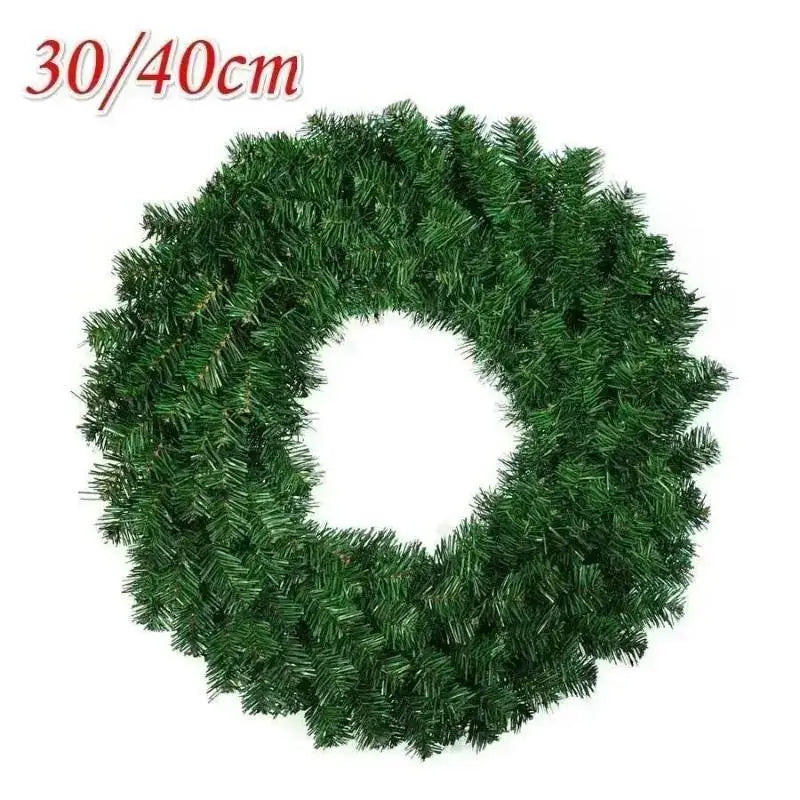 Green PVC Christmas Wreath with Dense Pine Needles | 30 & 40cm Christmas Wreath Qme