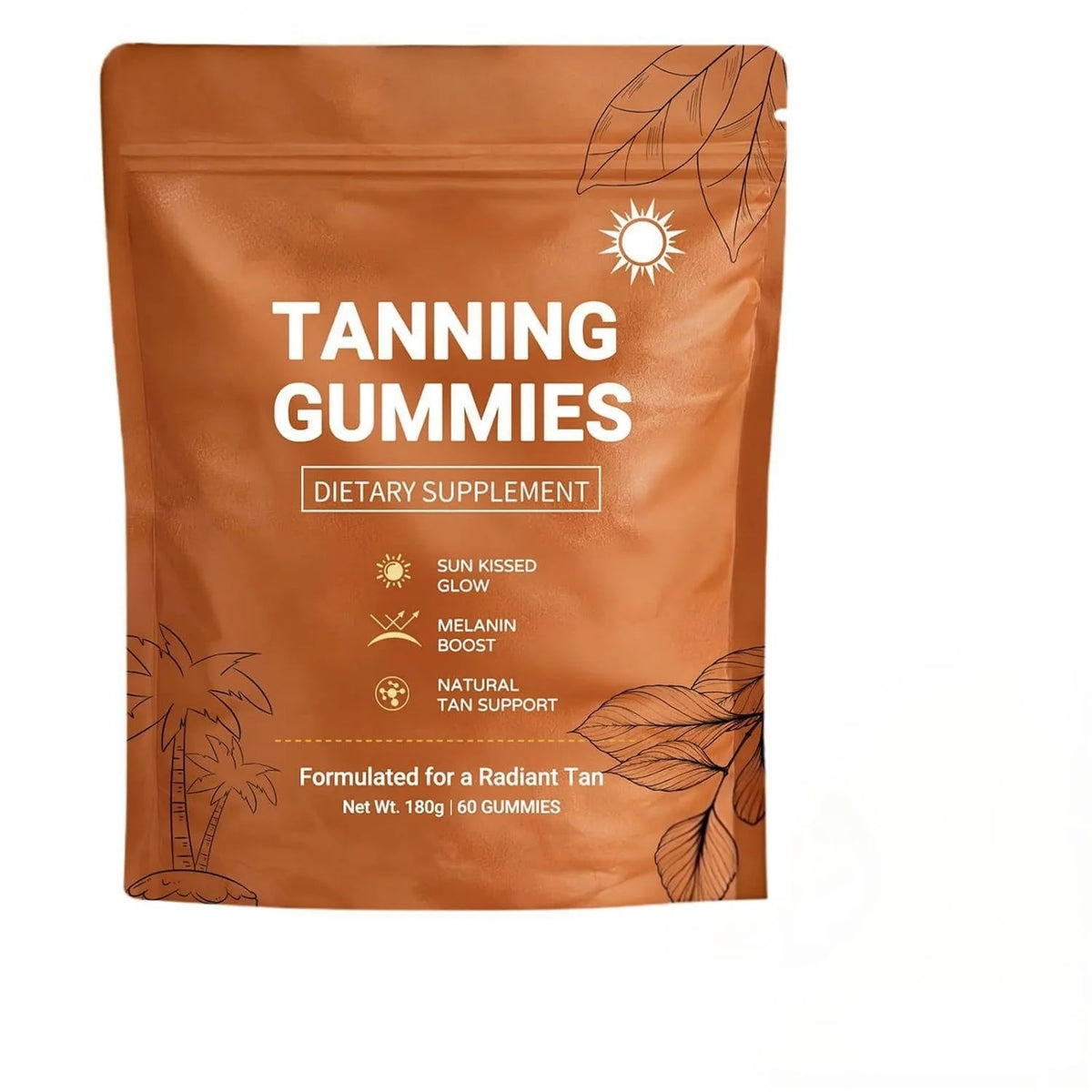 Tanning Gummies – Sunless Bronzing Glow, Vegan, Sugar-Free Tanning Supplement Qst 60 Gummies 1 bag