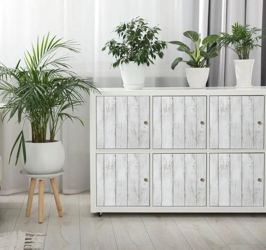 Ivory Retro Wood Pattern Peel & Stick PVC Wallpaper Peel & Stick Wallpaper Qme