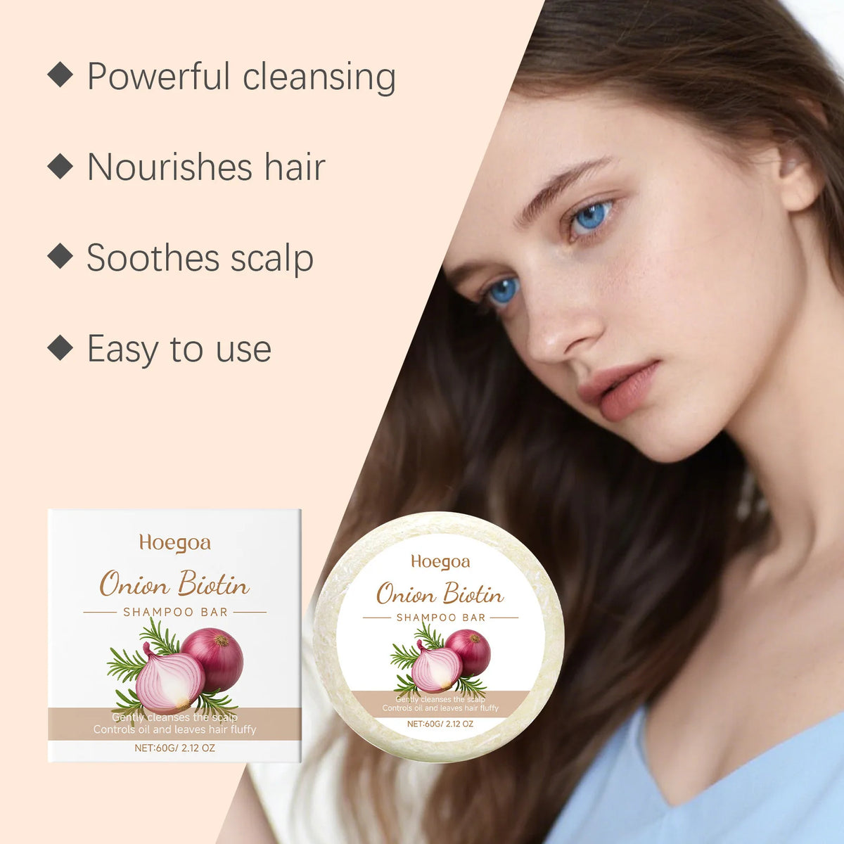 Onion & Biotin Shampoo Bar – Volumizing Daily Cleanse Solid Shampoo Bar Qst