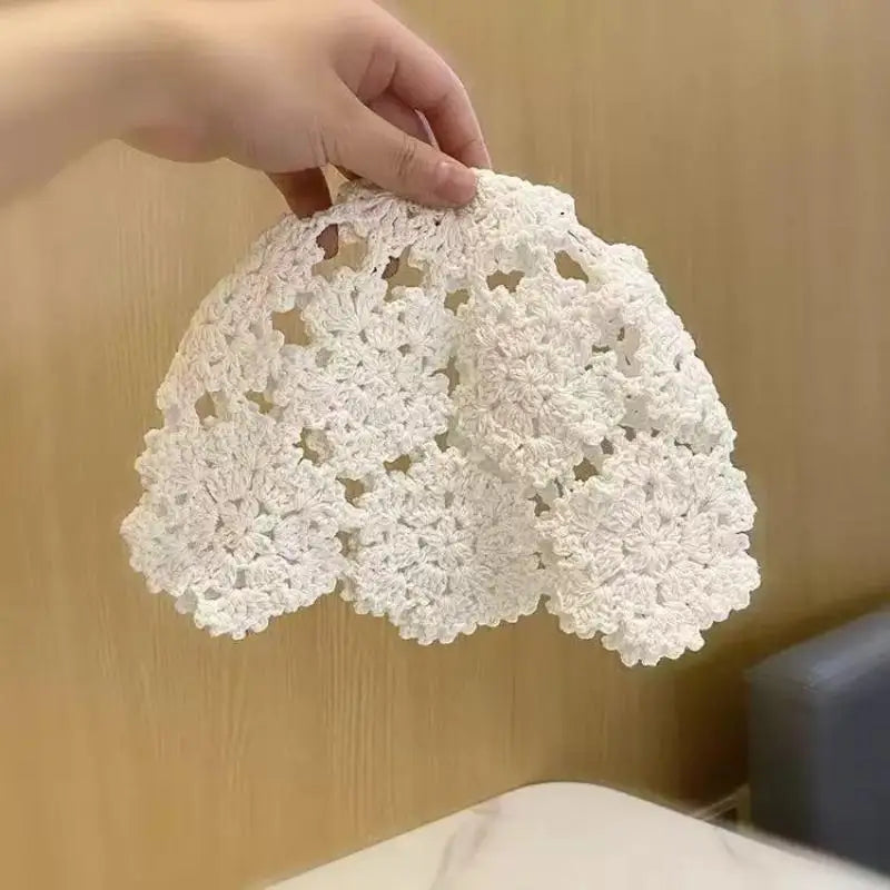 Women's Crochet Hollow Floral Beanie – Breathable Boho Hat Crochet Beanie Hat Qst B
