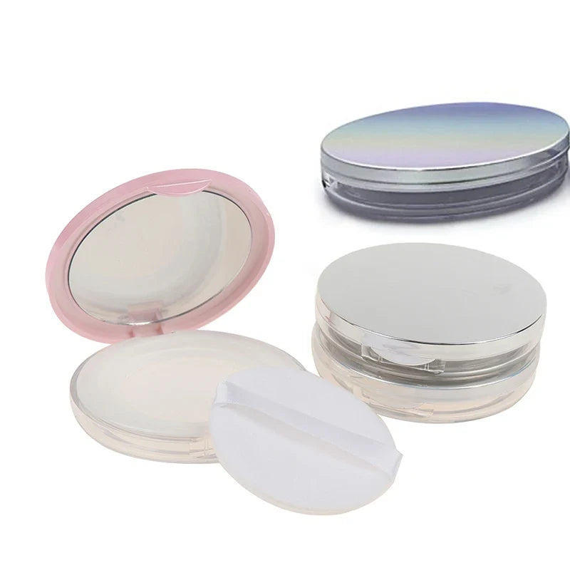 Empty Loose Powder Pot with Mirror – Travel Makeup Jar Makeup Storage Jar Qme