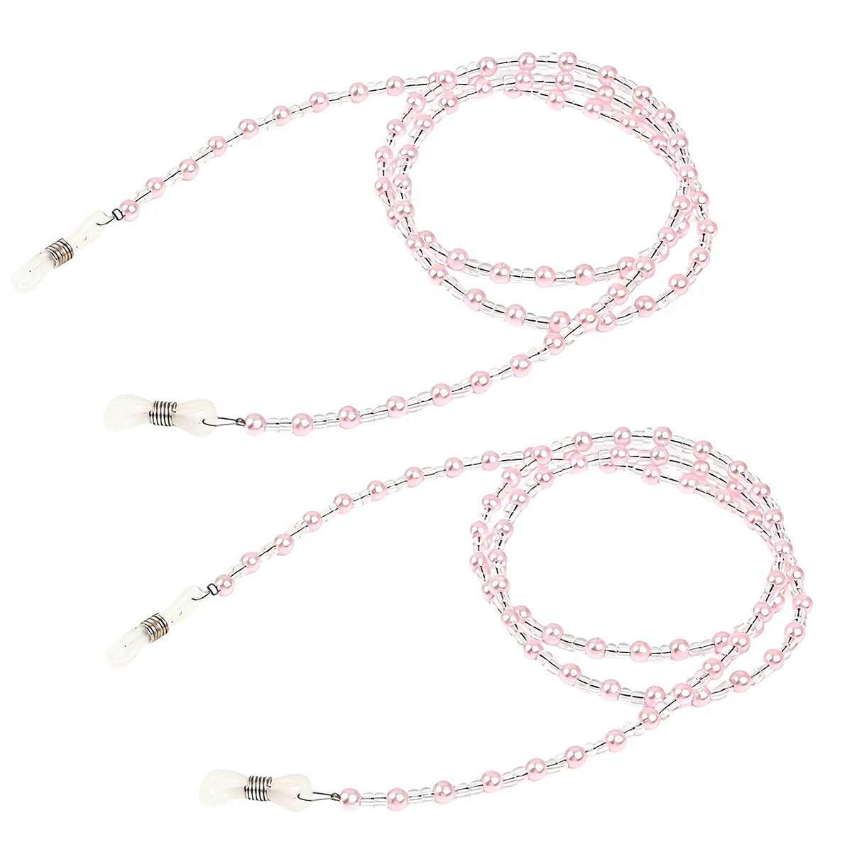 Pink Pearl Beaded Glasses Chain & Mask Lanyard for Women Eyewear Chain Lanyard Qst 2PC-Pink