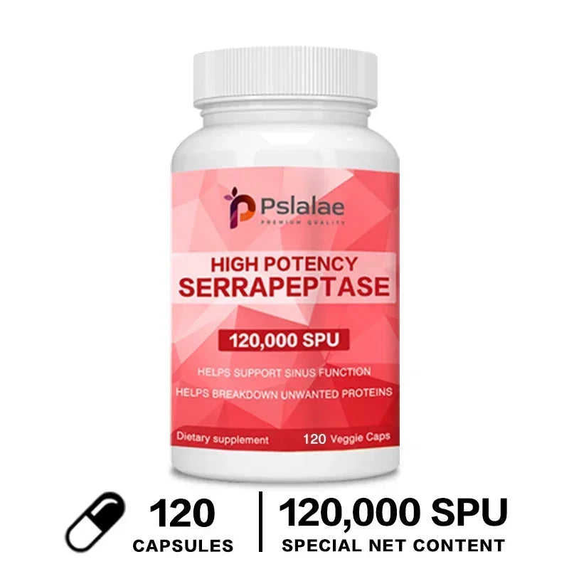 Serratiopeptidase Capsules – Sinus & Immune Support | Pslalae Enzyme Supplement Qst 120 Capsules