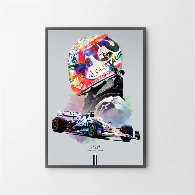 Watercolor F1 Racing Driver Helmet Canvas Print Wall Art Canvas Wall Art Qst 4 20x30cm Unframed
