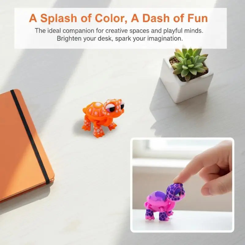 3D Printed Articulated Turtle Figure – Cartoon Animal Desk Toy Animal Figure Toy Qst