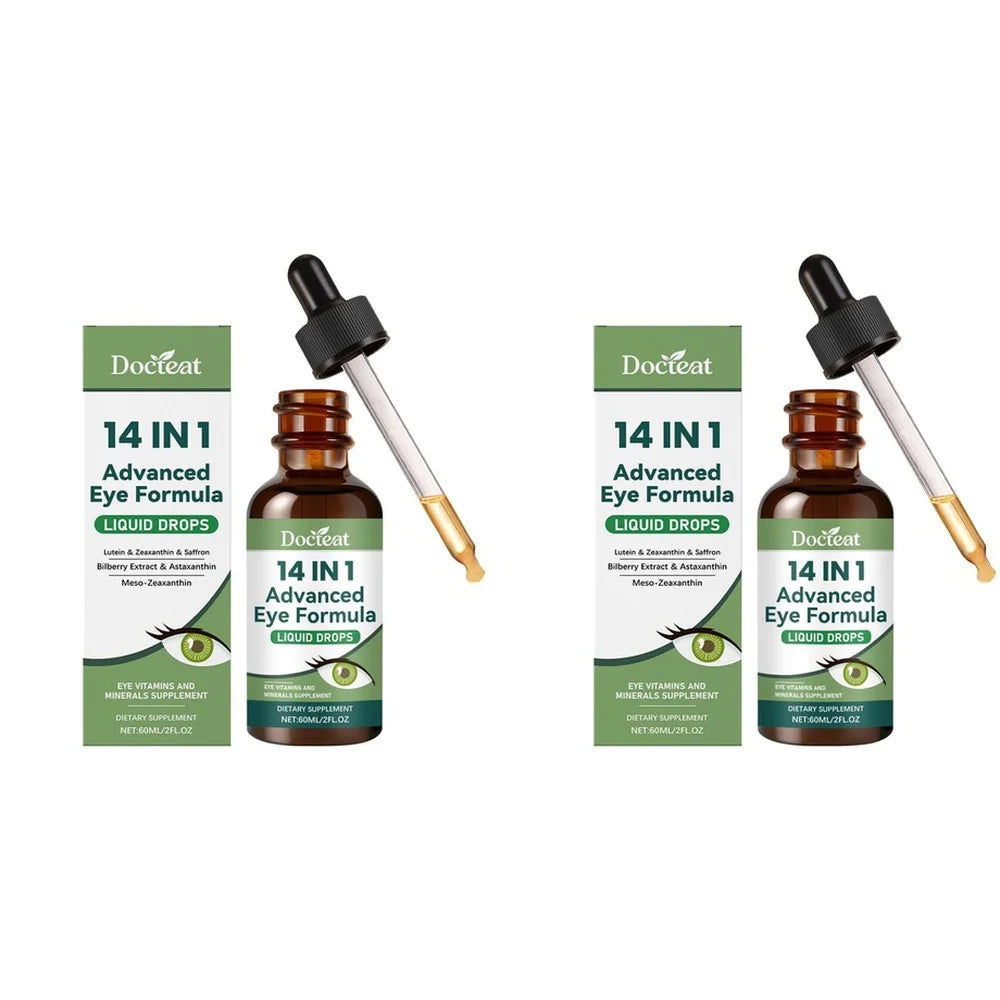 Docteat 14-in-1 Eye Wellness Drops – Lutein, Zeaxanthin & Omega-3 Eye Wellness Supplement Qst 2 Bottles 120 ml