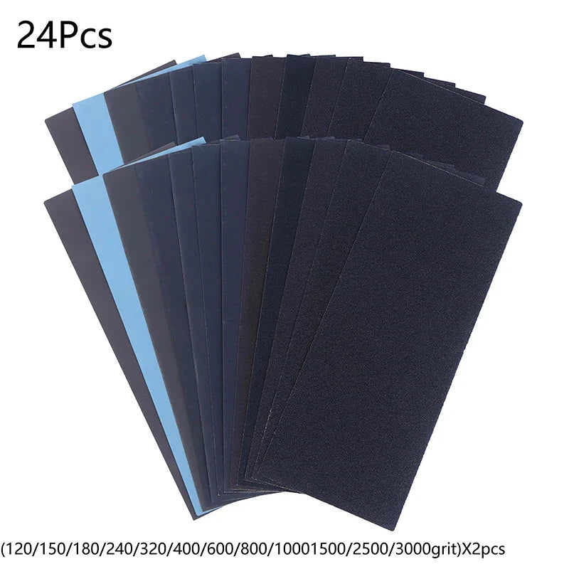 Wet Dry Sandpaper Kit – Abrasive Sanding Sheets for Wood & Metal Sandpaper Kit Qme 24pcs