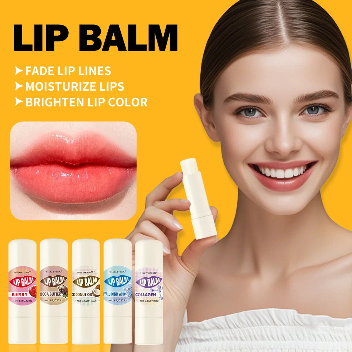 Hyaluronic Acid Lip Balm Set | Glossy Long-Lasting Moisture Lip Balm Set Qme