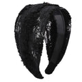 Retro Lace Wide Headband – Stylish Face Wash Hair Hoop Lace Hair Headband Qme black
