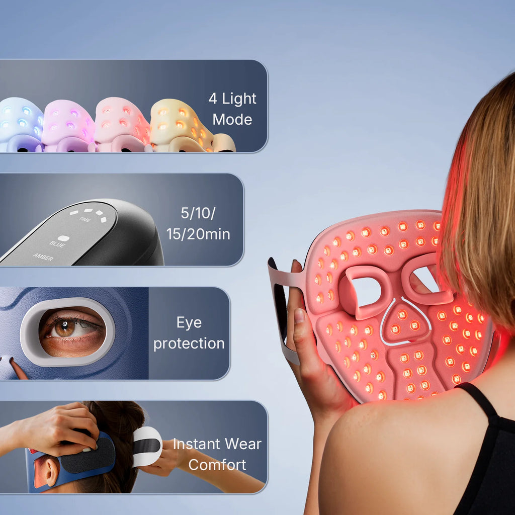 Hello Face M500S LED Light Therapy Mask – 4-Mode Skin Care LED Skin Care Mask Qst