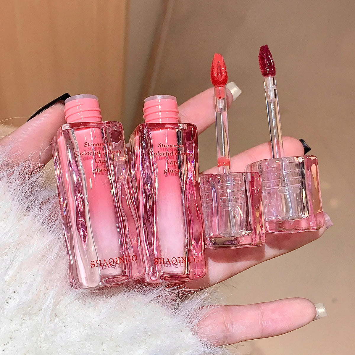 SHAQINUO Mirror Gloss Lip Glaze – Moisturizing, 6 Shades Lip Glaze Gloss Qme