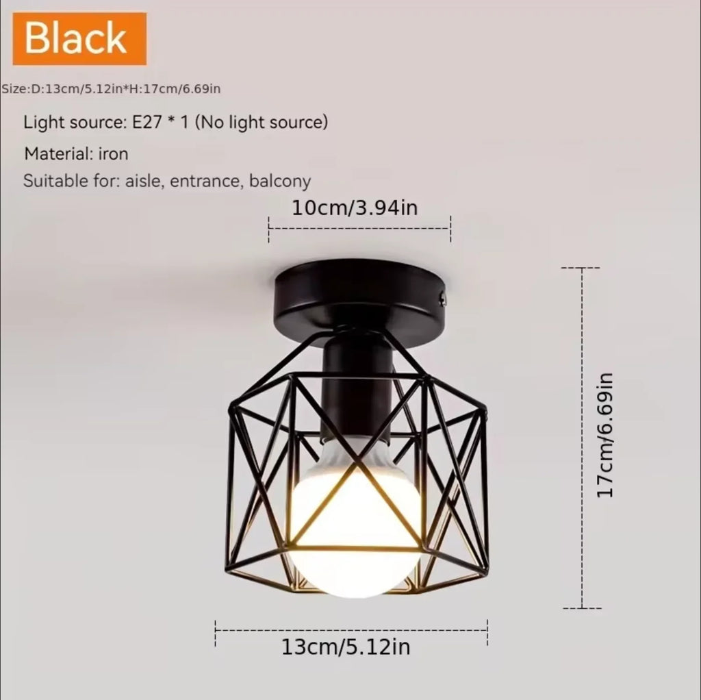 Modern LED Ceiling Light | Metal Shade, E27, Black or Gold Ceiling Light Fixture Qme black