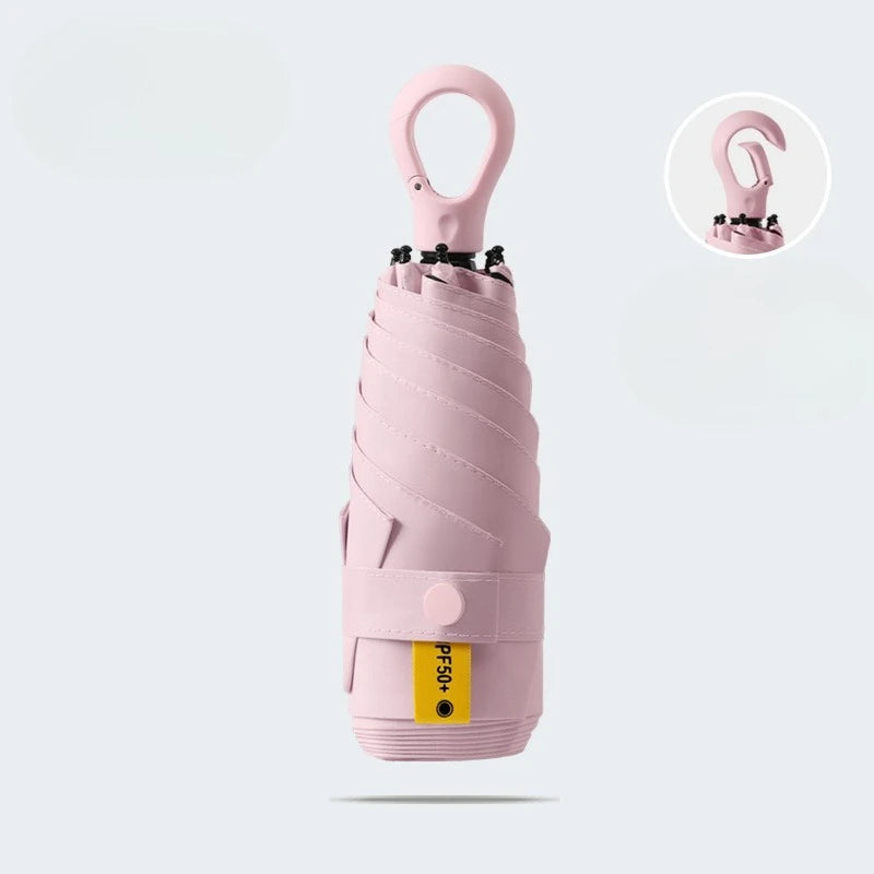 UV Protection Mini 5-Fold Ultralight Portable Umbrella Compact Travel Umbrella Qst Pink 6K Iron