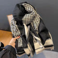 Women's Houndstooth Jacquard Scarf Shawl – Autumn Winter Winter Scarf Shawl Qst black