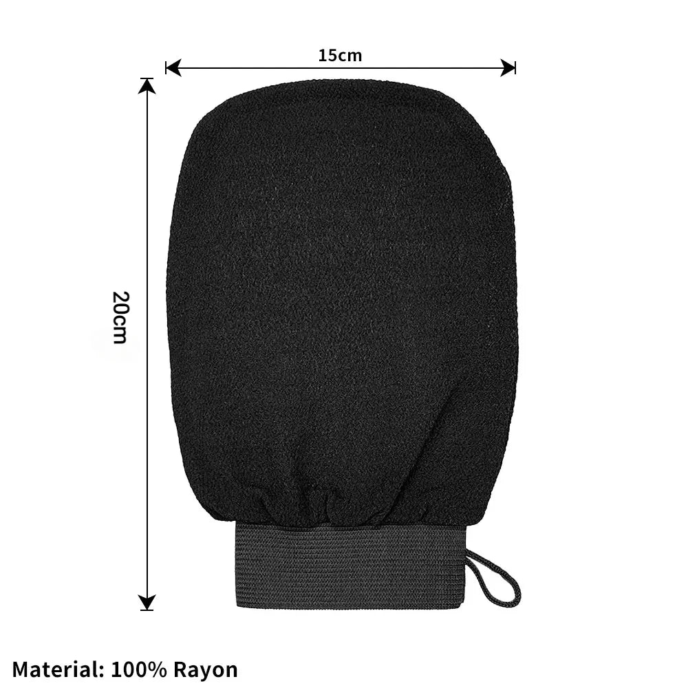 Moroccan Hammam Exfoliating Shower Gloves | 100% Rayon Exfoliating Bath Gloves Qme Black