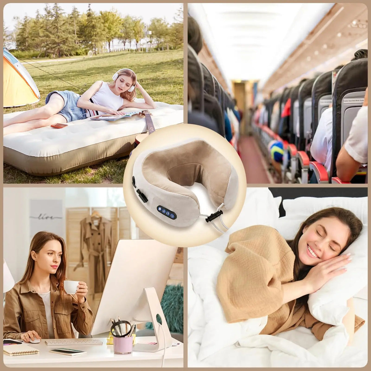 PAQIN U-Shaped Electric Neck Massager Pillow – Travel & Home Neck Massage Pillow Qst