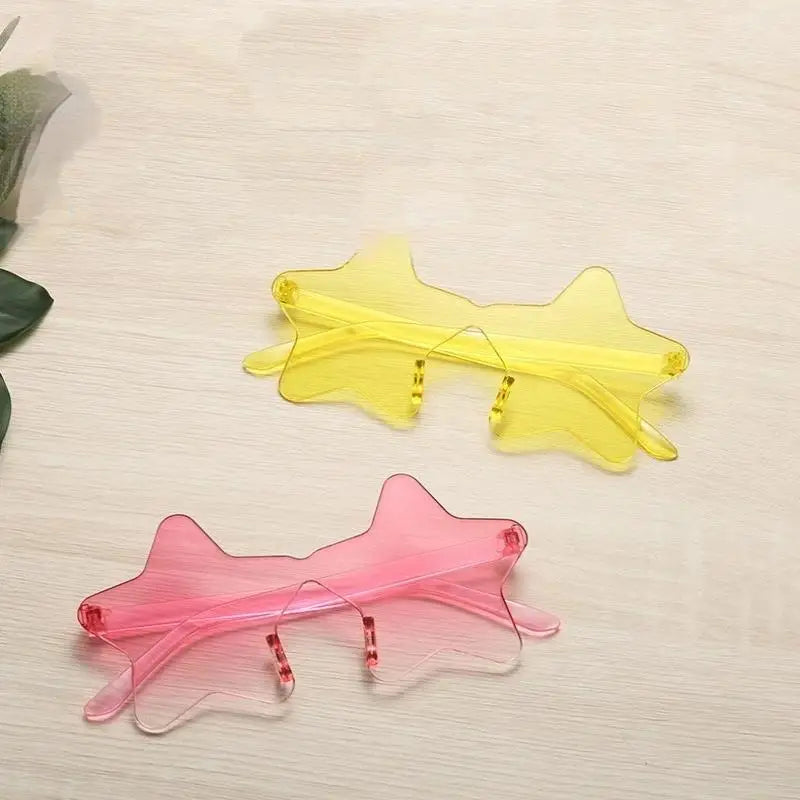 Star Shaped Rimless Sunglasses – Colorful Transparent Party Glasses Novelty Party Sunglasses Qme