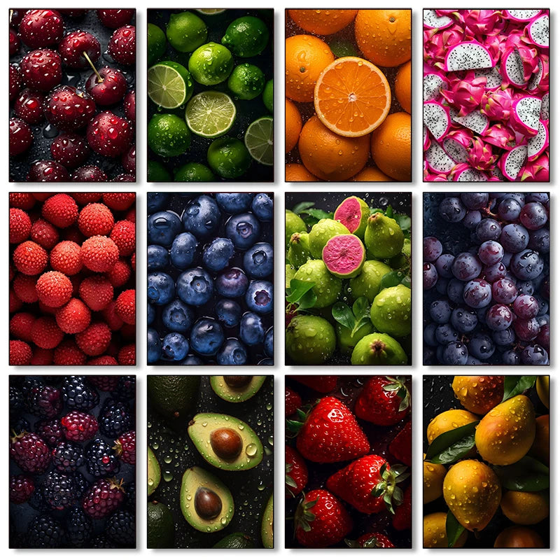 Fruit Kitchen Canvas Wall Art – Strawberry Watermelon Poster Canvas Wall Art Qst