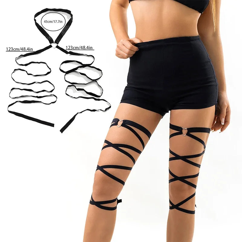 Women's Gothic Harajuku Thigh Harness Garter – Elastic Leg Strap Thigh Harness Garter Qme