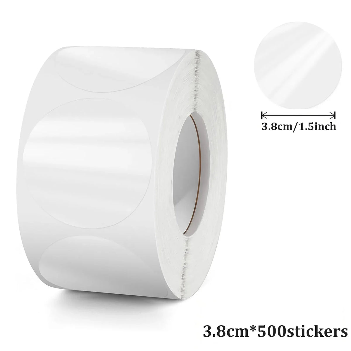 Crystal Clear Round PVC Stickers 300–1000 Pack | Transparent Seals Clear Round Stickers Qme 3.8cm 500 pcs