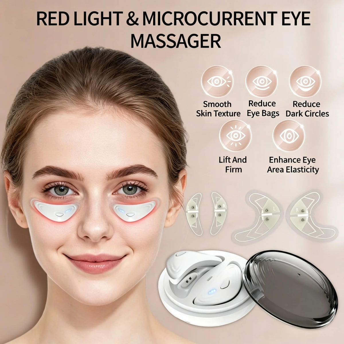 VIMYSHOW Red Light Under Eye Massager – Microcurrent Device Eye Massager Device Qst