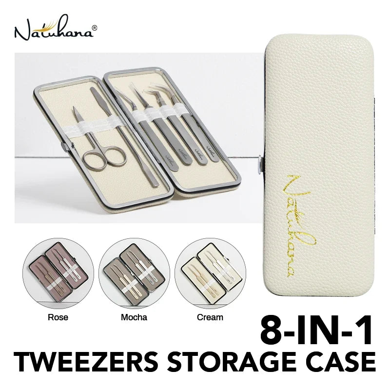 NATUHANA Eyelash Tweezer Case – PU Leather Protection Box Tweezer Storage Case Qme
