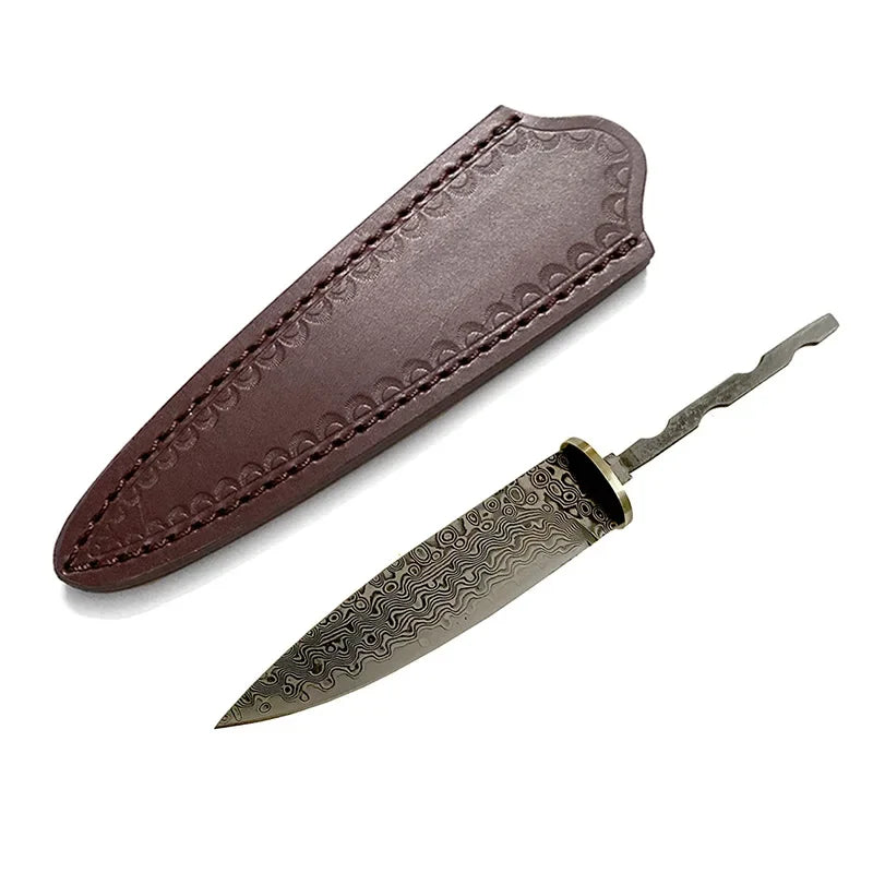 Damascus Steel Fixed Blade Knife Blank – DIY Billet | Swayboo Knife Blank Billet Qst Style 018 With Case