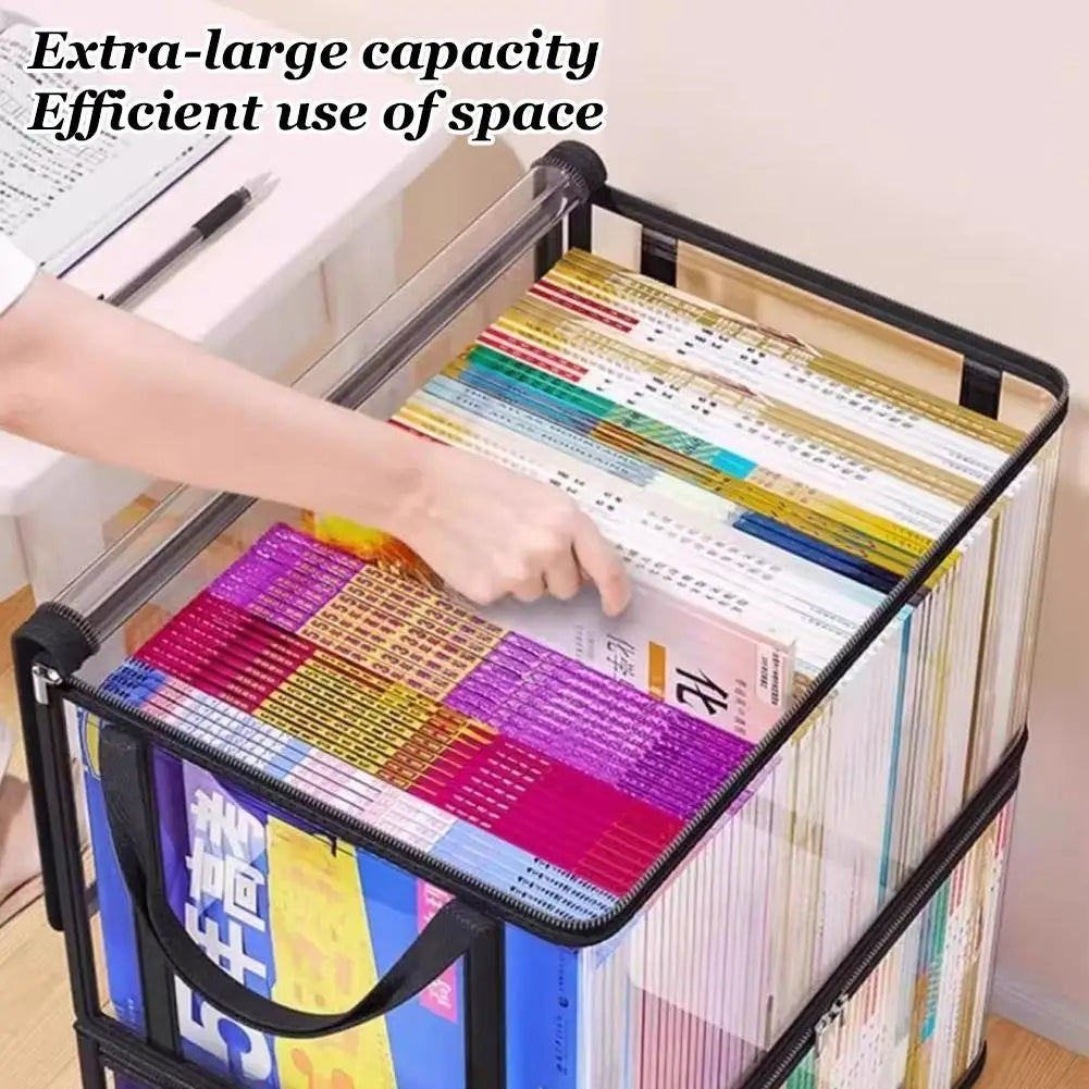 Foldable Waterproof Book Storage Box – Large Capacity Organizer Foldable Storage Box Qme