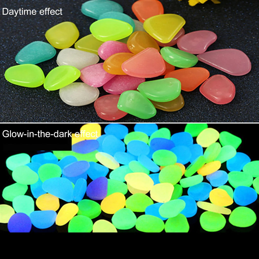 200pc Glow in the Dark Pebbles for Fish Tank & Garden Decor Aquarium Decor Pebbles Qme