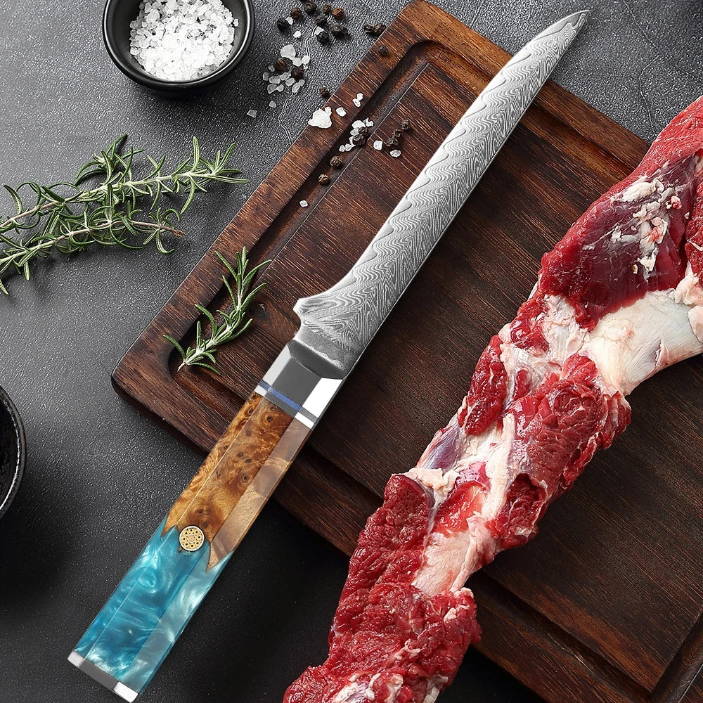 XITUO 5.5" Damascus Steel Fillet & Boning Knife – Full Tang Fillet Boning Knife Qst