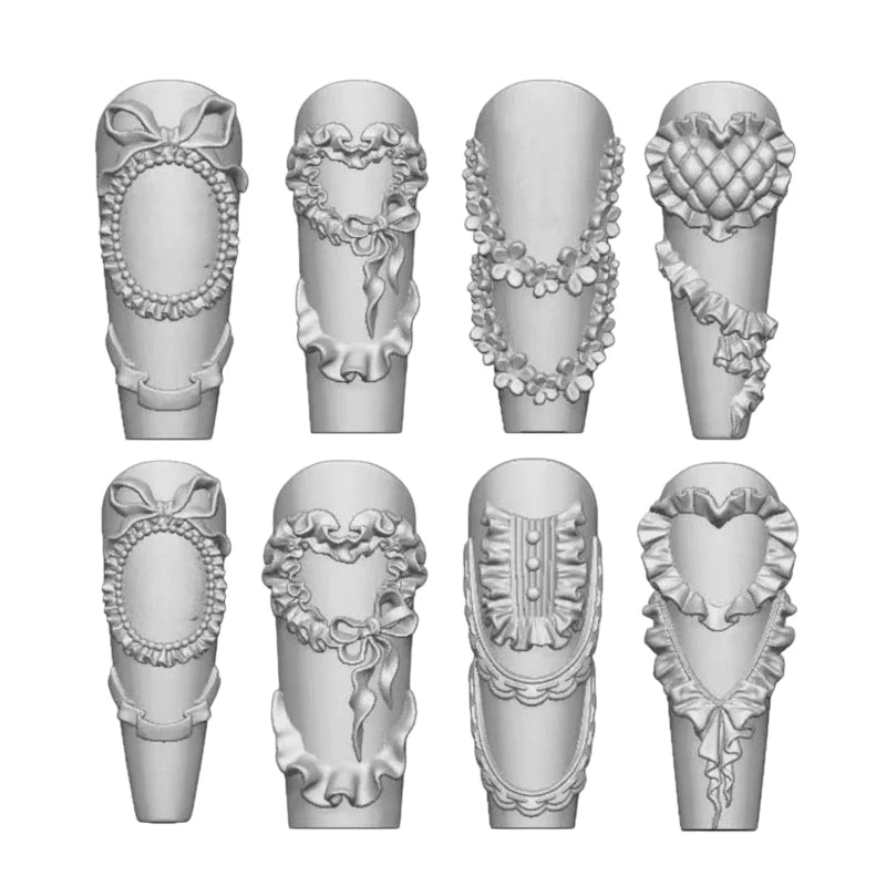 3D Silicone Nail Mold – Bow, Ribbon & Flower Nail Art Stamps Nail Art Mold Qst