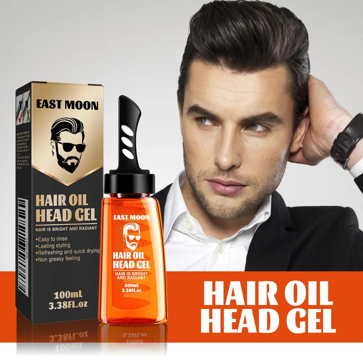 Men's 2-in-1 Hair Styling Gel Wide Tooth Comb | Long-Lasting Hair Styling Comb Qme