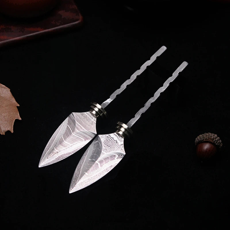 Damascus Steel Pu'er Tea Knife Blank – DIY High Carbon Tea Knife Blank Qst