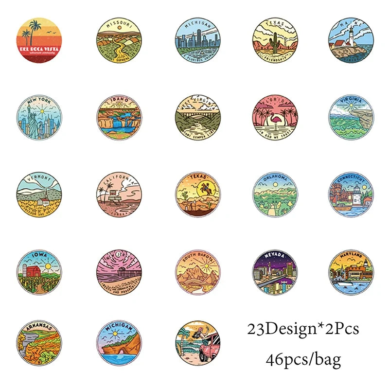 Retro Global Terrain Map Stickers for Luggage & Notebooks Decorative Stickers Qme A