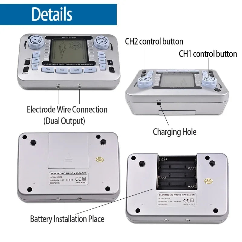 Electronic Pulse Massager – TENS EMS Muscle Stimulator Device Pulse Massager Qst