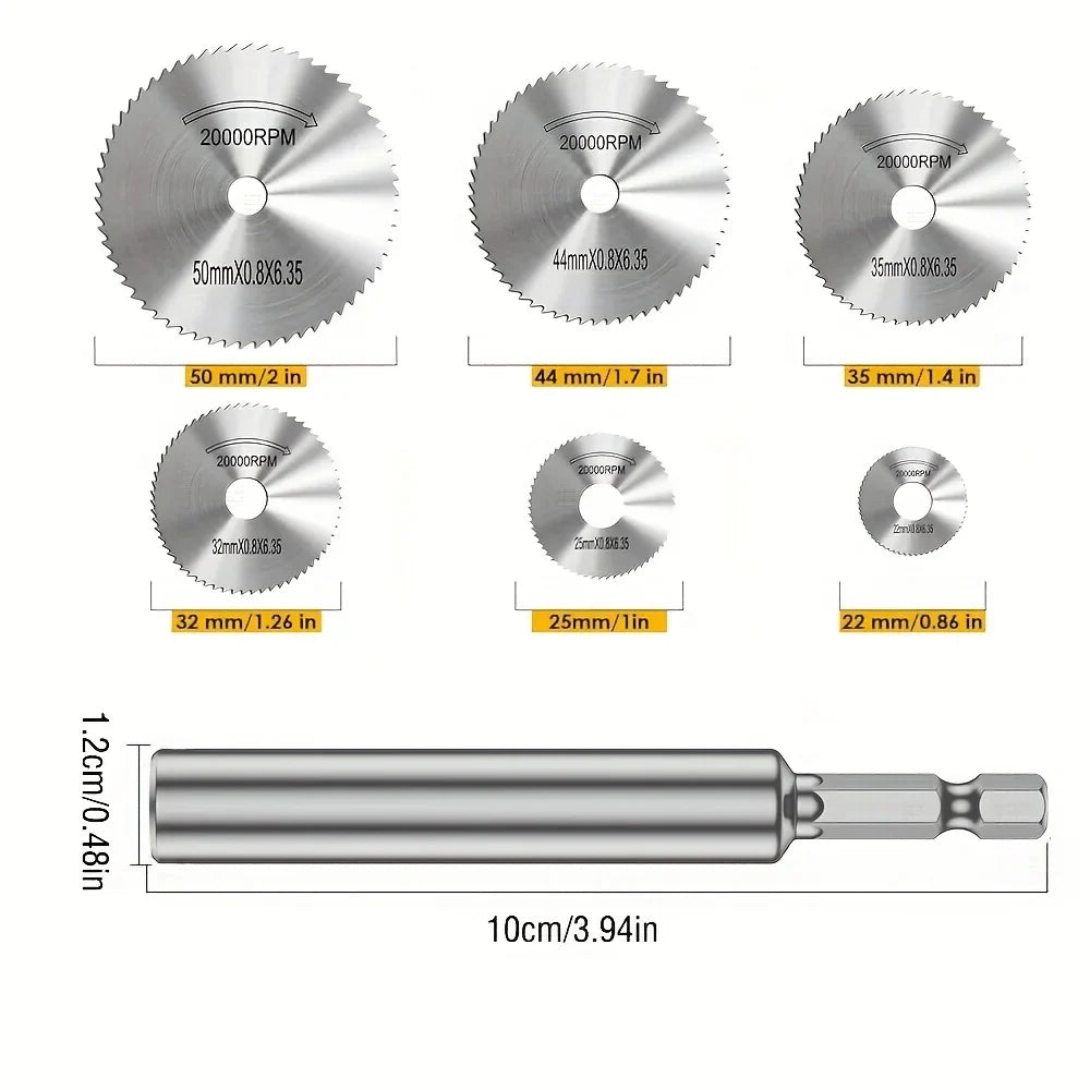 HSS Thin Blade Cutting Wheel – 1/4" Hex Shank, 5 Heads Rotary Cutting Wheel Qme