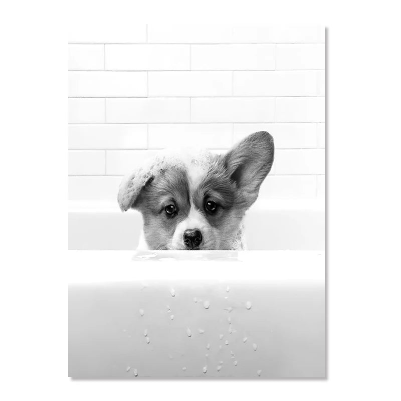 Nordic Animal Canvas Wall Art – Black & White Bathroom Poster Canvas Wall Art Qst