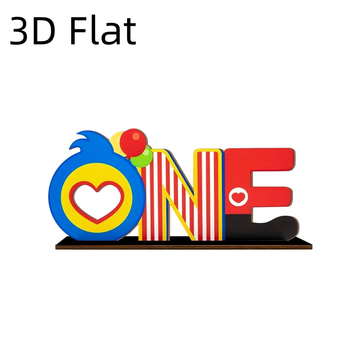 3D Carnival Wooden Desktop Ornament – Colorful ONE Letters Wooden Desktop Ornament Qme