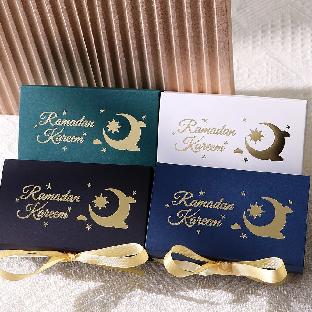 10 Rectangular Multicolor Gift Boxes – Gold Crescent & Planet Decorative Gift Boxes Qme