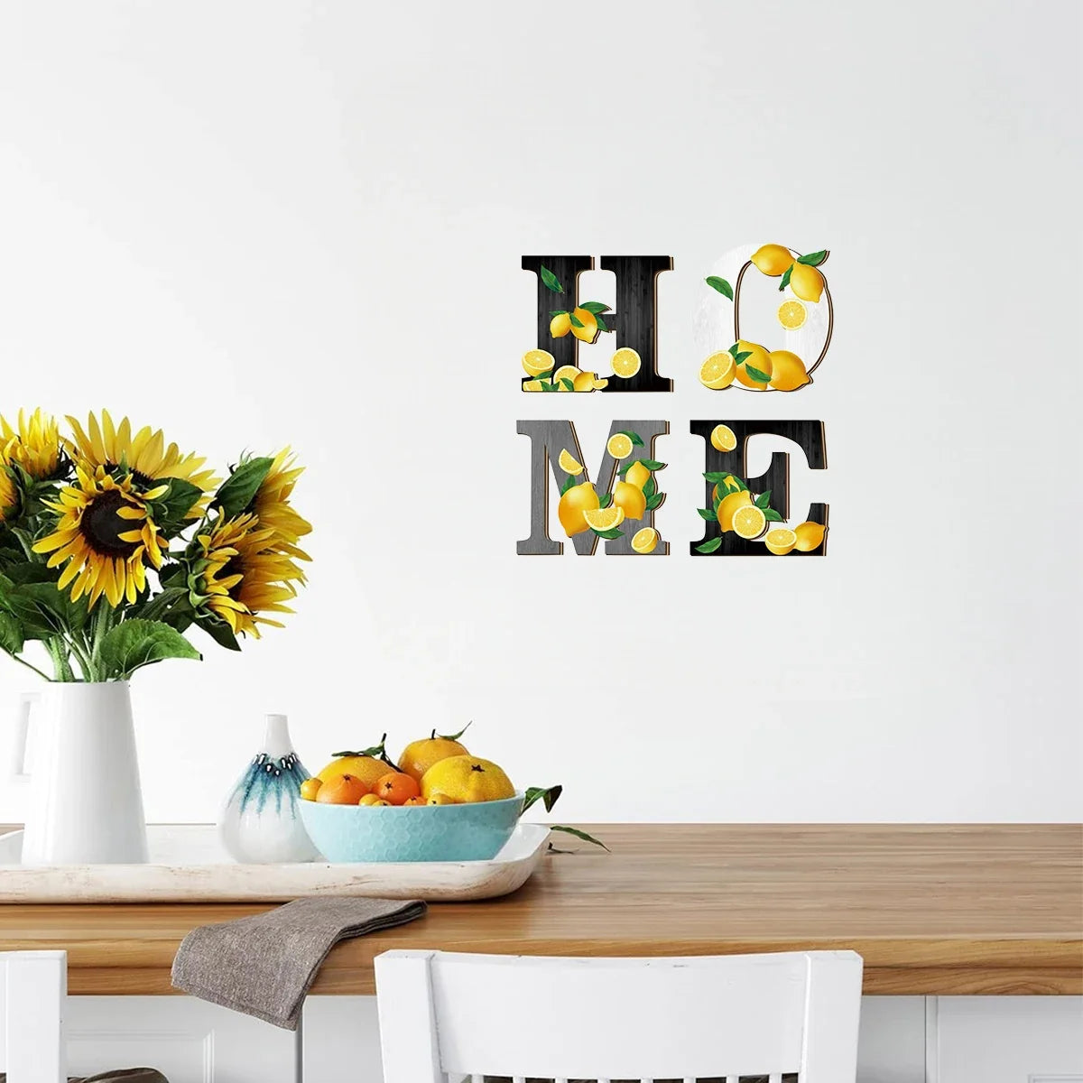 Lemon Themed HOME Wooden Wall Decor – Rustic Farmhouse Letters Wooden Wall Decor Qme