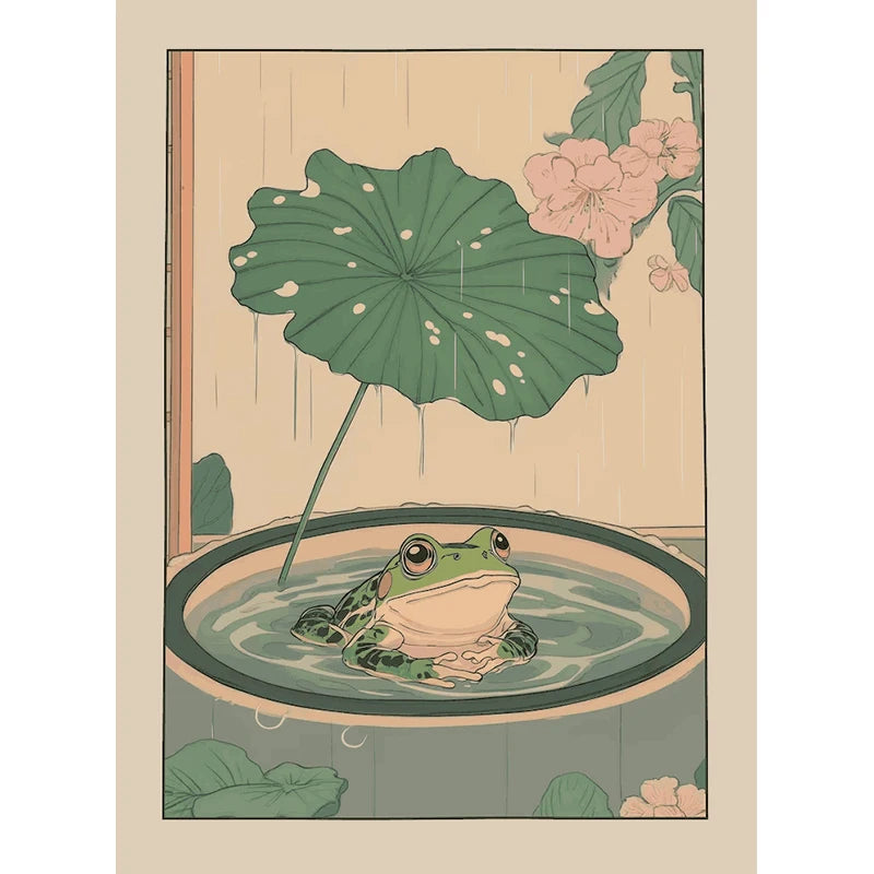 Japanese Bathroom Cute Animals Canvas Wall Art Poster Unframed Canvas Wall Art Qst