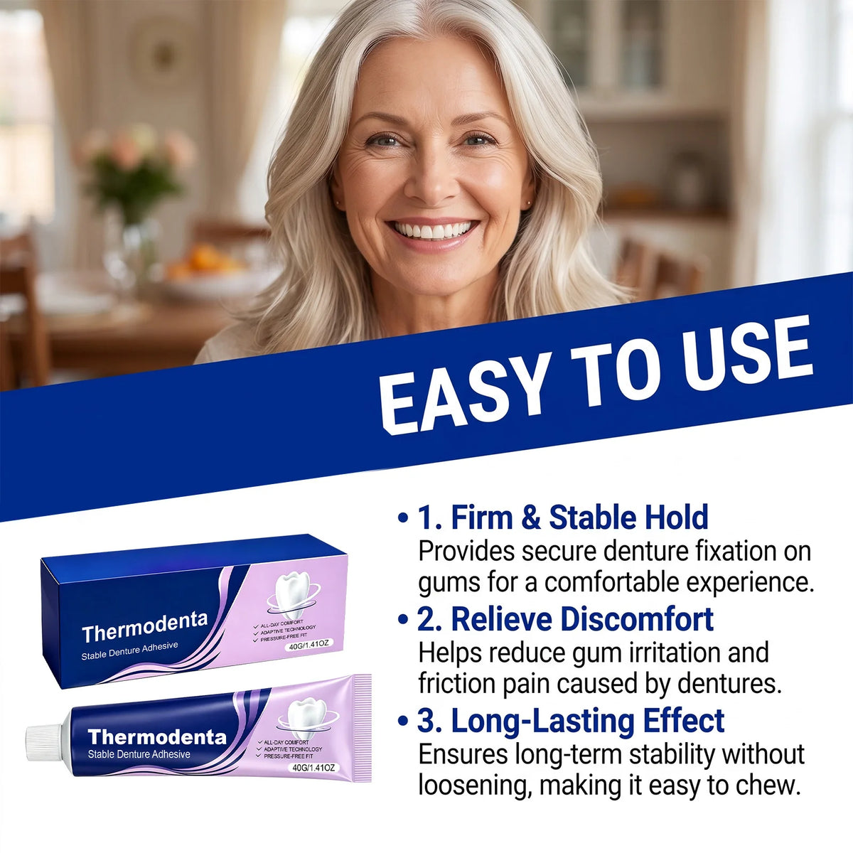 Thermoplastic Silicone Denture Adhesive Gel – Secure Hold 40g Denture Adhesive Gel Qst