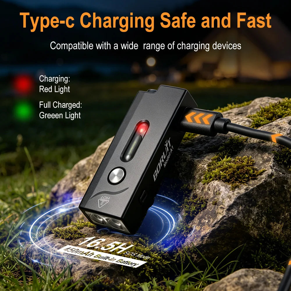 BORUiT A1 Mini Keychain Flashlight 580Lm USB-C Rechargeable LED LED Keychain Flashlight Qst