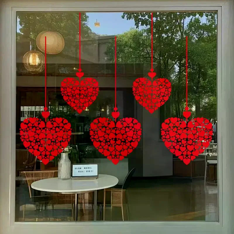 Valentine's Day Heart-Shaped Decorative Window Stickers Decorative Stickers Qme