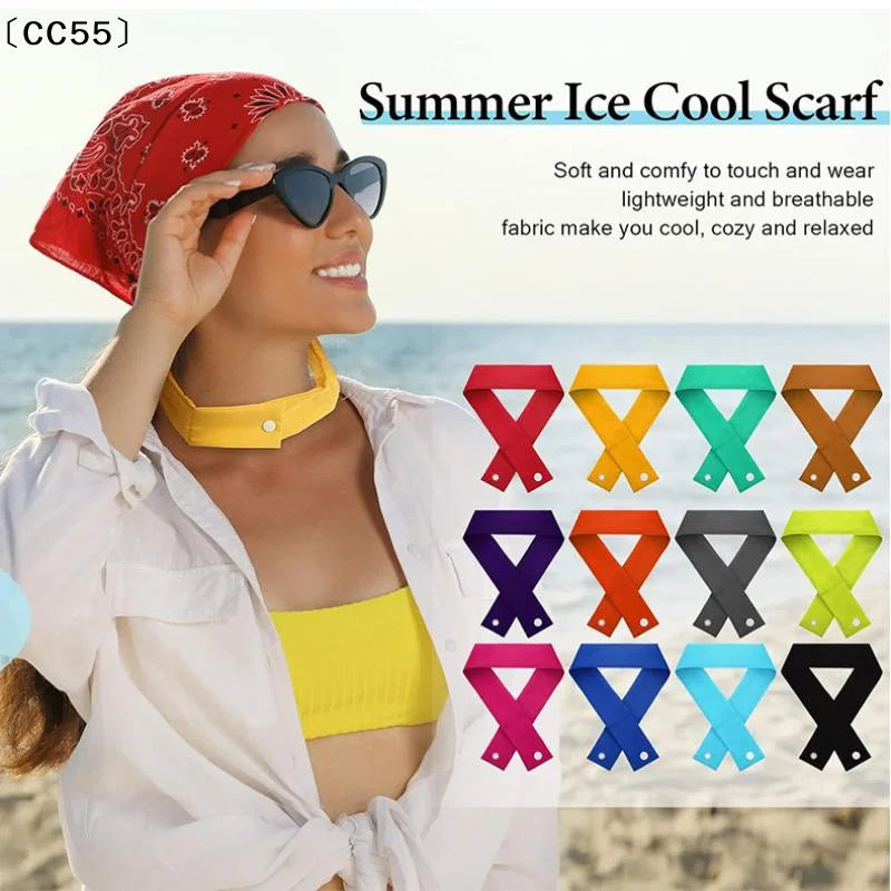 Instant Cooling Neck Wrap with Button Fastener – Summer Scarf Cooling Neck Wrap Qst
