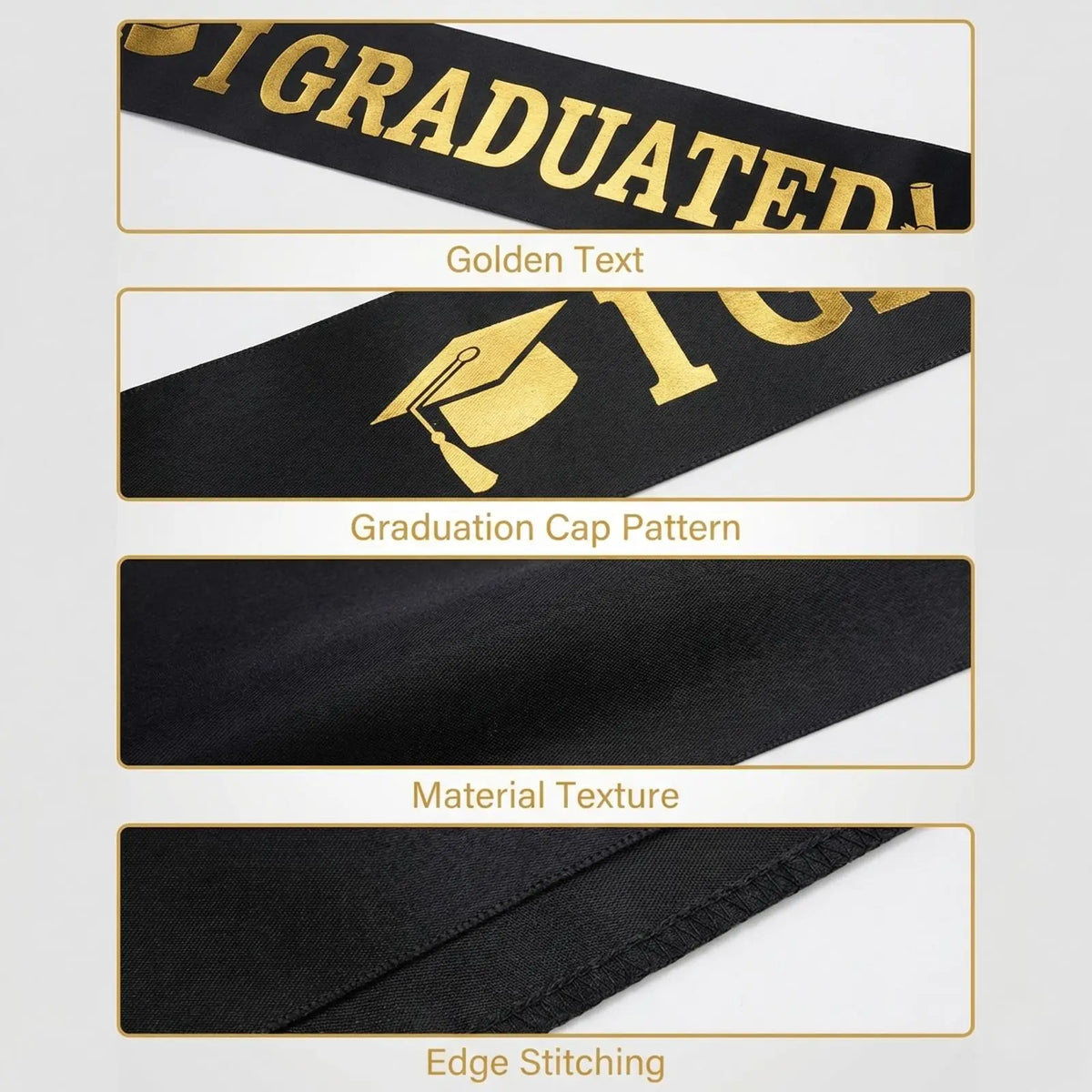 Unisex Graduation Cap & Sash Stole Set | College & School Graduation Sash Set Qme