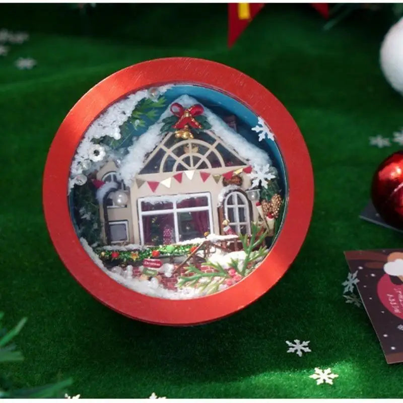Wooden DIY Mini Christmas Cottage House Holiday Decoration Christmas Cottage Decor Qme