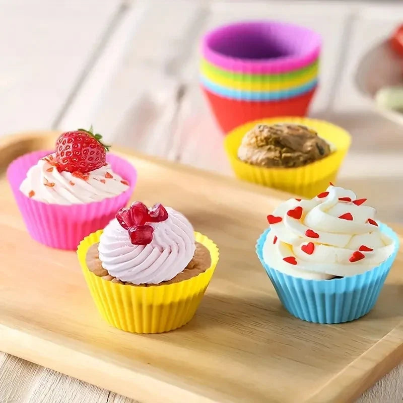 Silicone Cake Molds Round & Heart – Muffin & Cupcake Baking Set Silicone Baking Molds Qme